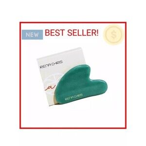 Rena Chris Gua Sha Facial Tools, Natural Jade Stone Guasha, Manual Massage Stick